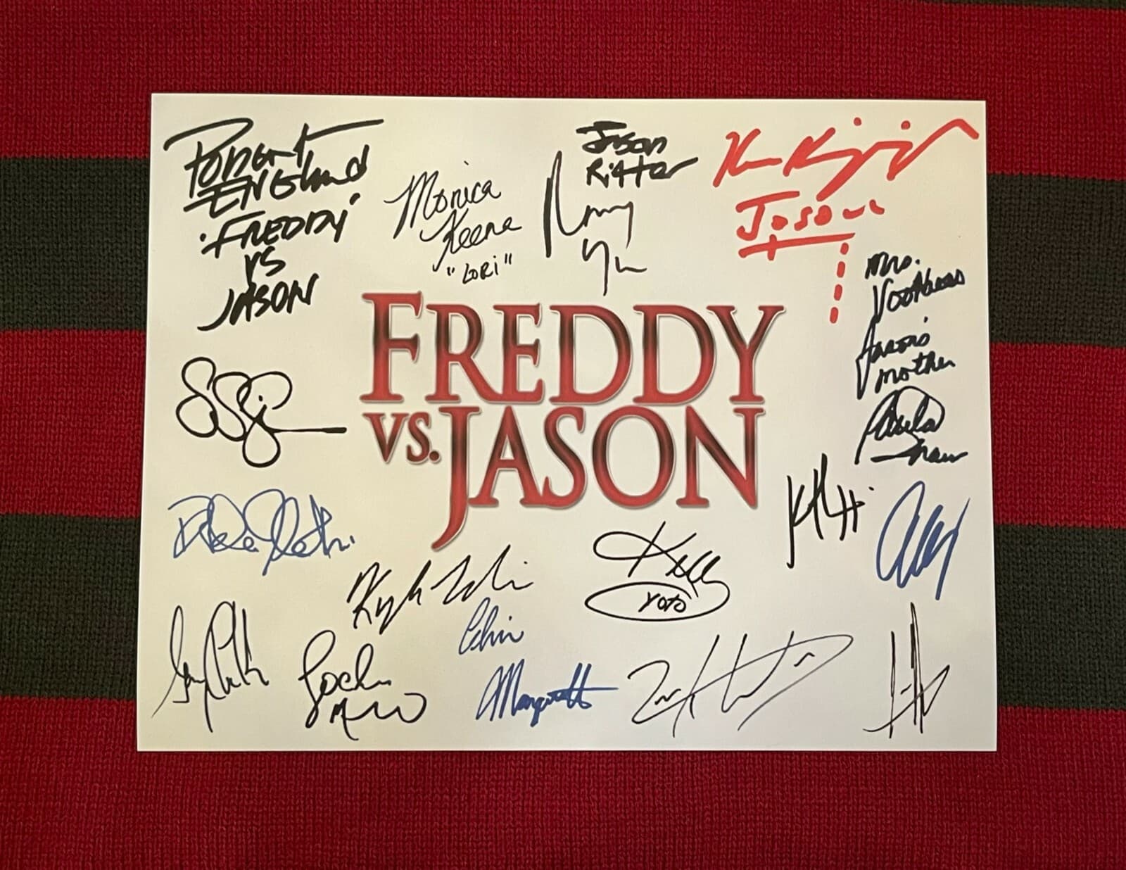 Freddy vs Jason Title Card- Cast-Signed- 8.5x11- Autograph Reprints