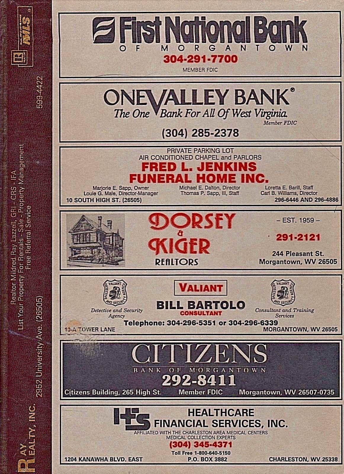 Original 1993 Morgantown West Virginia-City Directory-Polk's-Genealogy