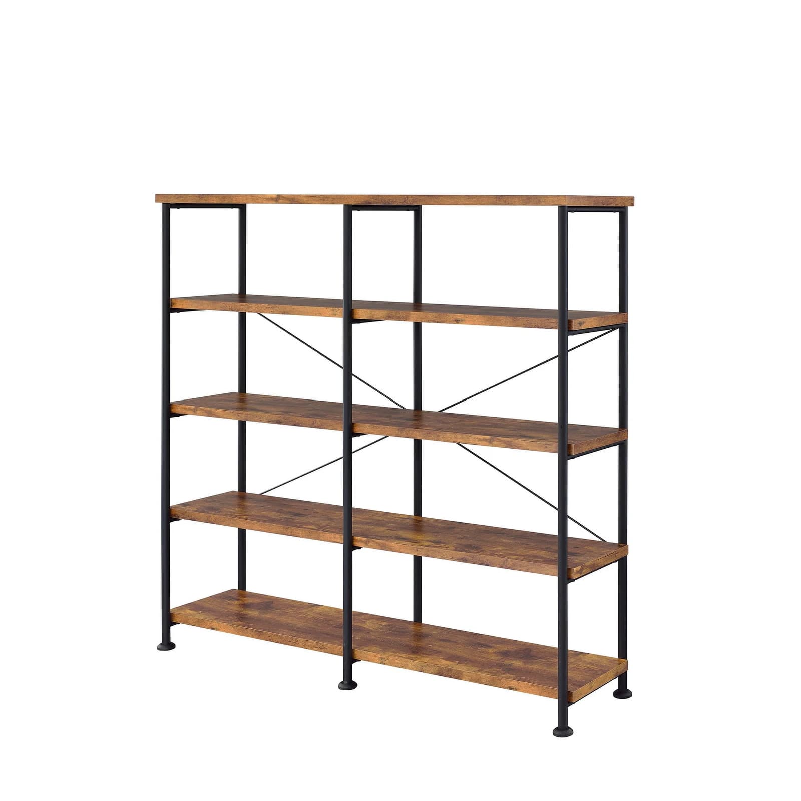 Glazer Industrial Double-wide Bookcase Antique Nutmeg Industrial