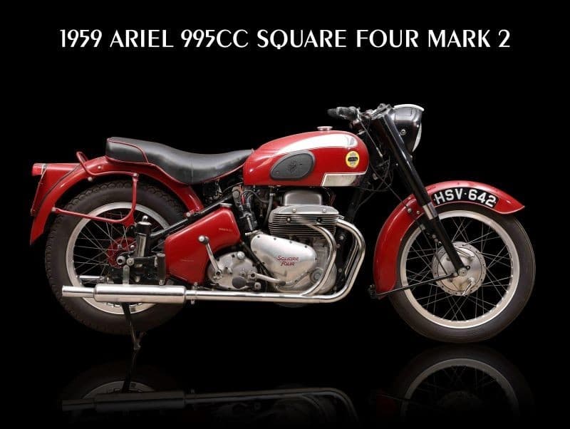 1959 Ariel 995cc Square Four Mark 2 Motorcycle NEW METAL SIGN: 9x12" Ships Free
