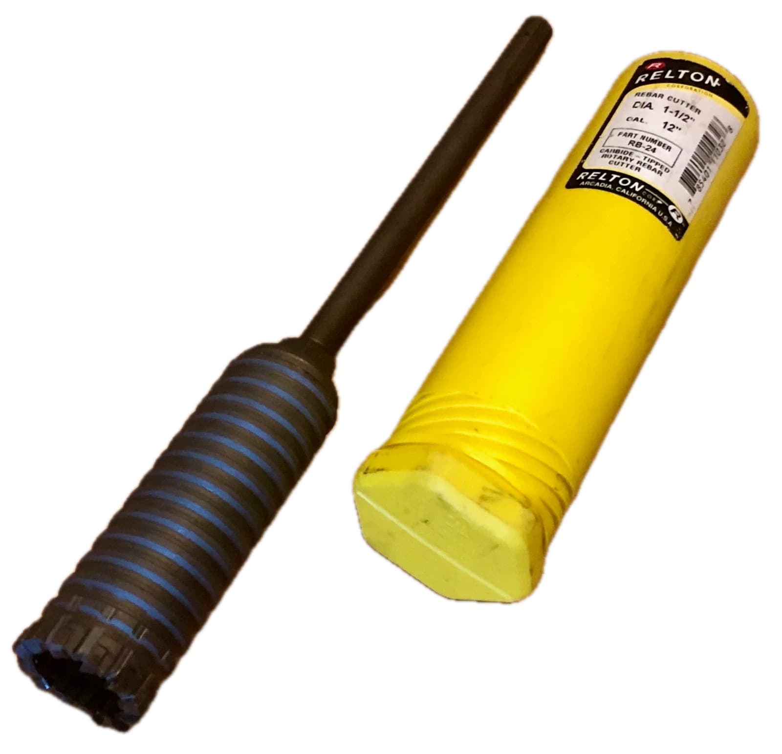 Relton 2PC RB24 1-1/2 Fast Spiral Carbide Tip Rebar Cutter Bit Removable Shank