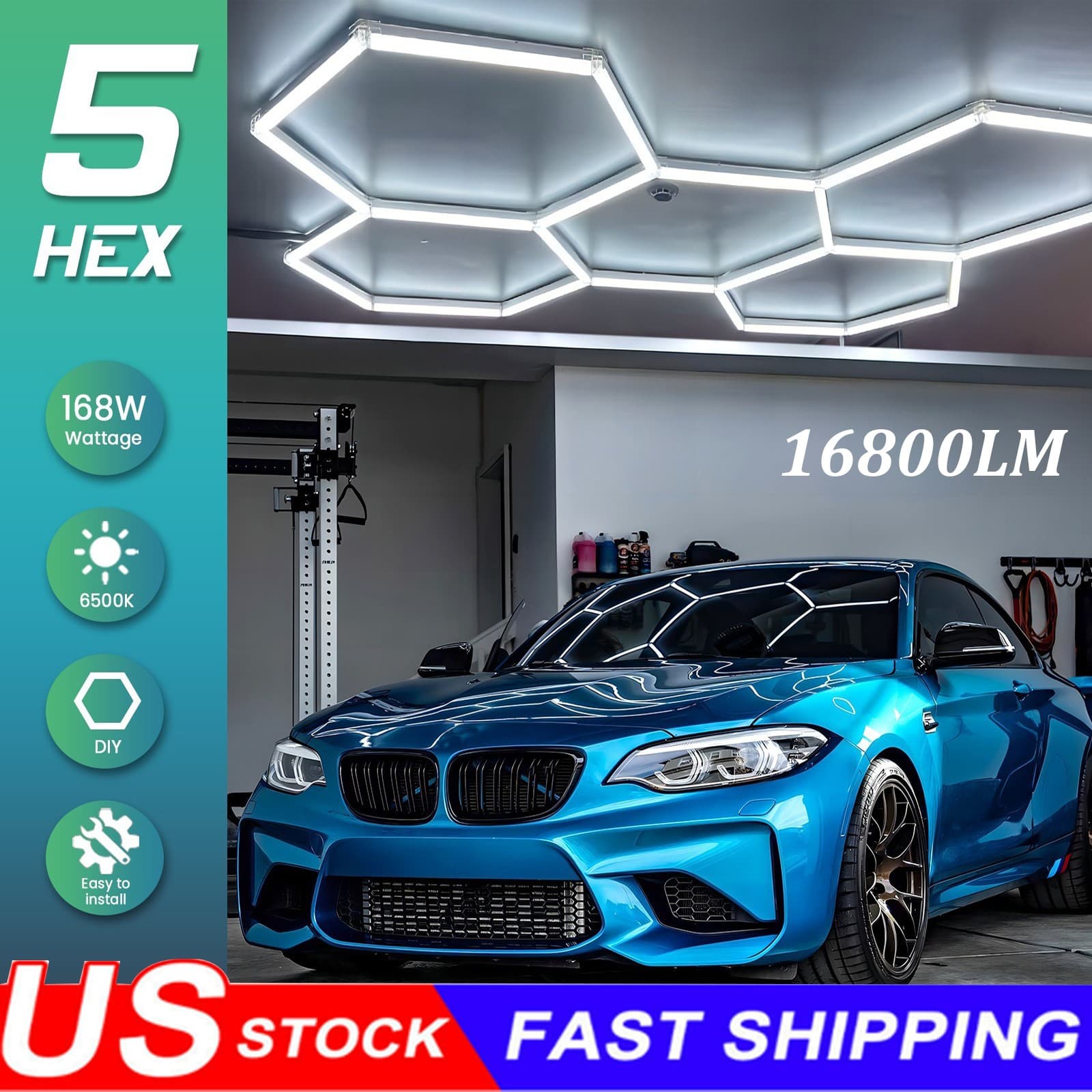 Hexagon Garage Lights LED Honeycomb Light High Brightness LED Light for Garage