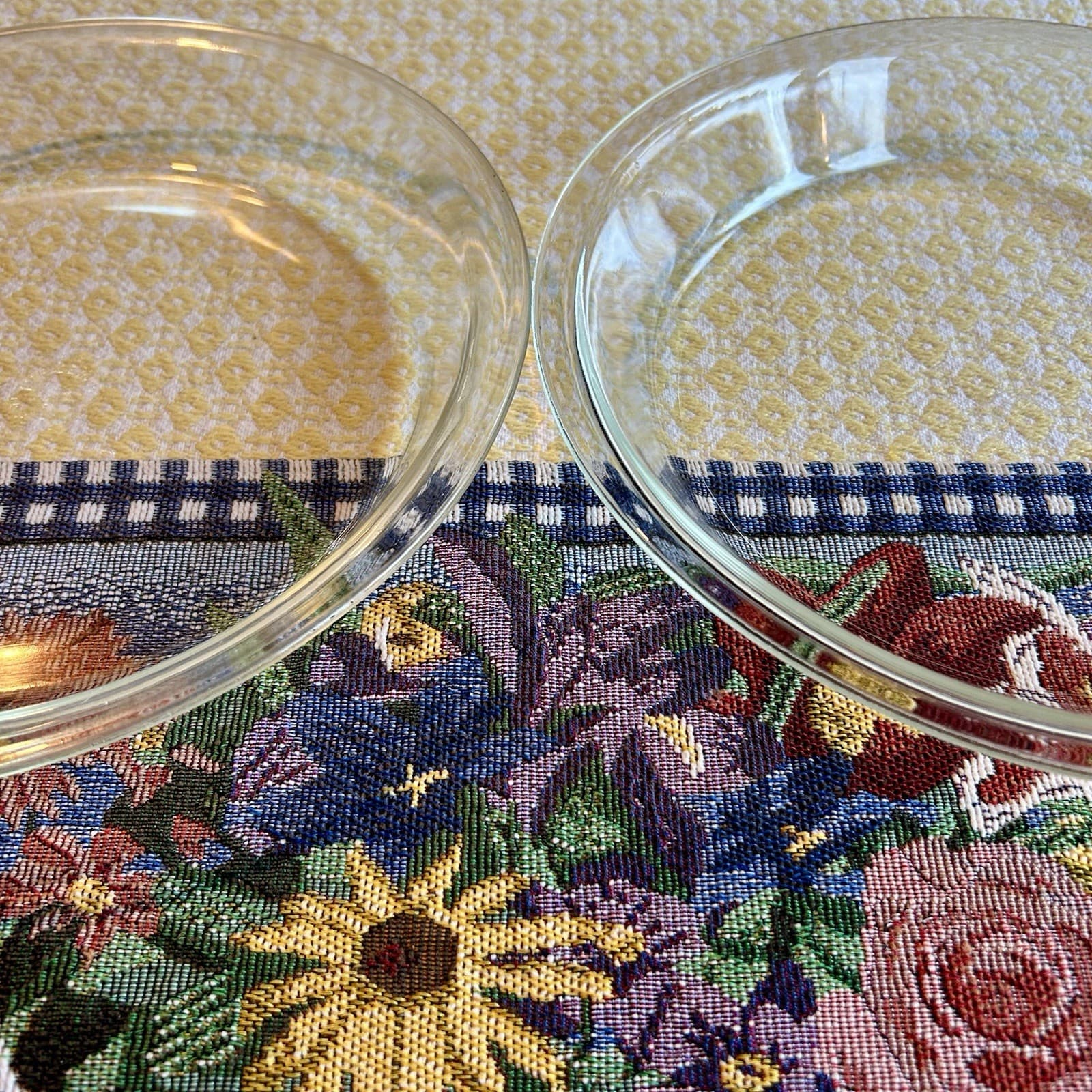 LOT of 2: Vtg PYREX 209 Clear Glass 9" Pie Plate Baking Dish Pan Flat Rim 9-1/2"