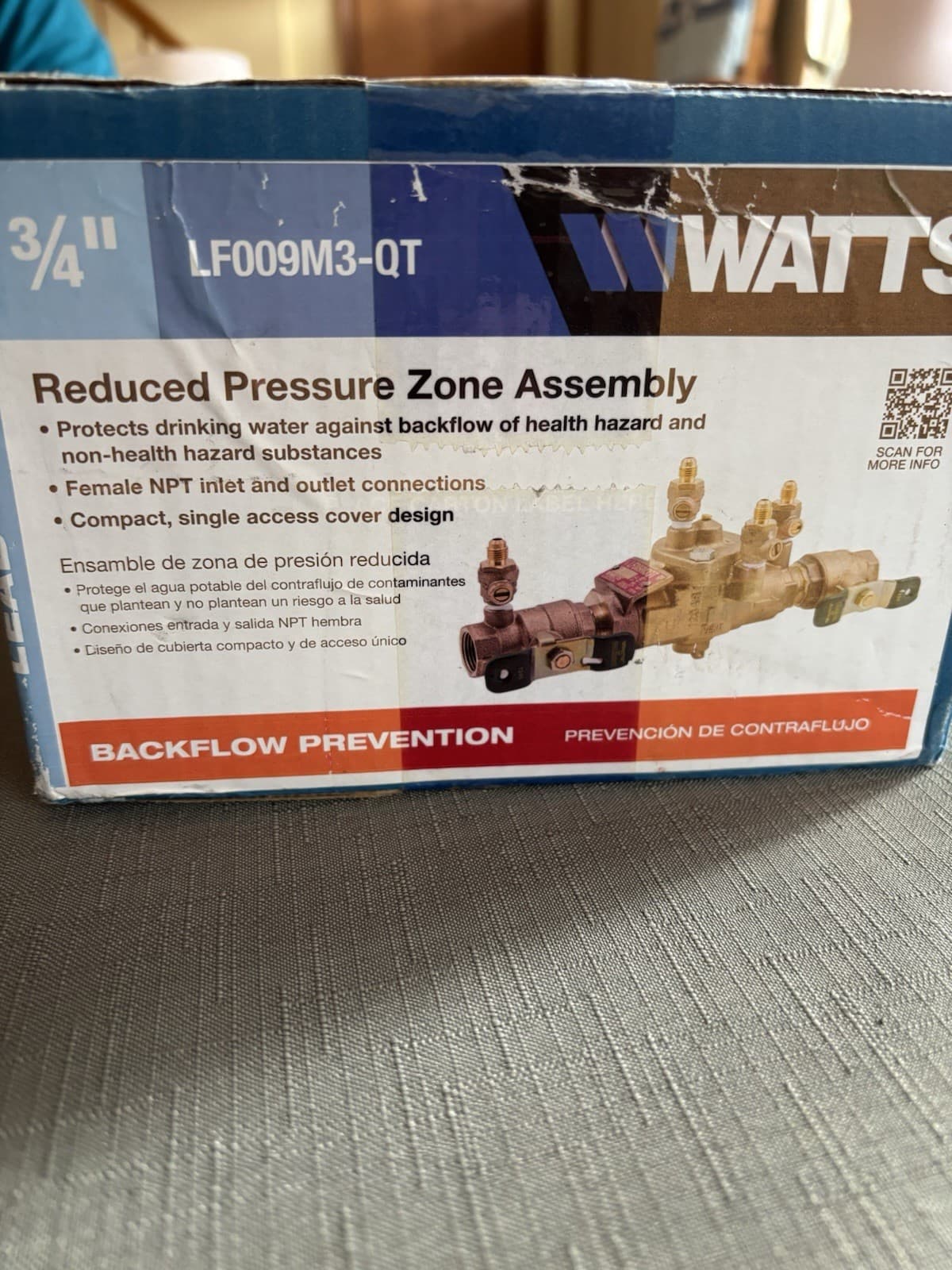 Watts LF009M3-QT R 3/4" Reduced Pressure Zone Assembly - Cast Bronze