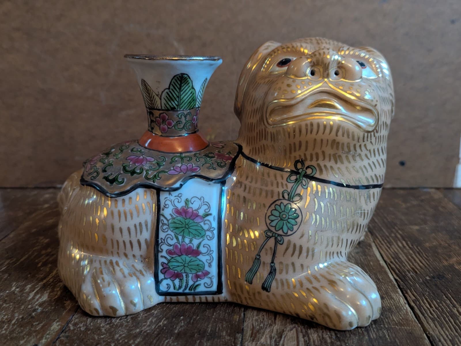 Vintage Foo Dog Inkwell Chinese Ceramic Porcelain