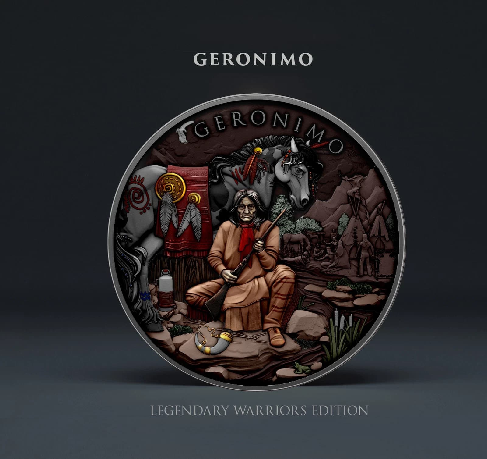 2023 Geronimo Legendary Warriors 1 oz .999 Silver Colorized Round – 499 MINTED