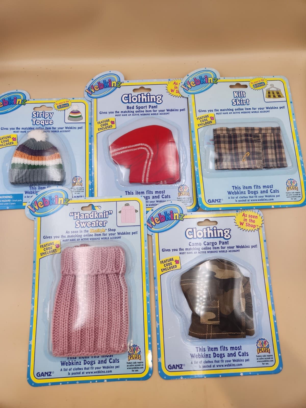 LOT OF (5) Webkinz Clothing Accessories NEW w/ Code