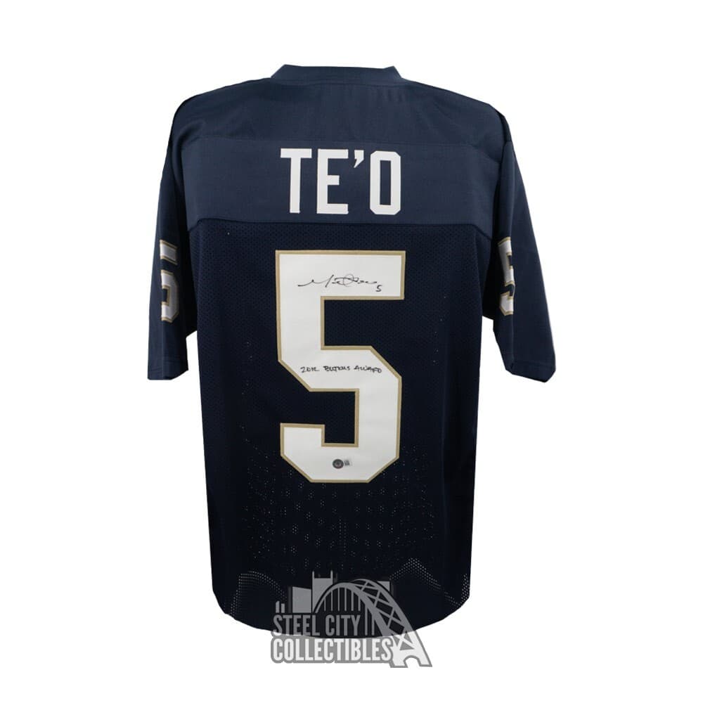 Manti Te'o Autographed Notre Dame 2012 Butkus Custom Navy Football Jersey - BAS