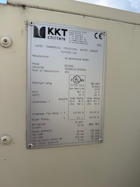 2014 KKT Chiller Model # ECO122L