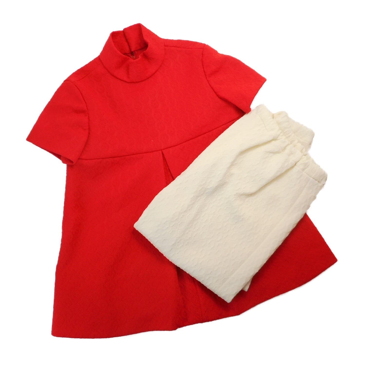 Vtg Outfit Girls approx 2T Toddler Two Piece Dress Pants Set Handmade Textured