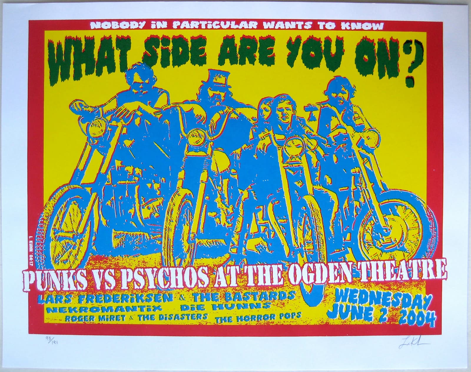 Lars Frederiksen Rancid Concert Poster Punks vs Psychos 2004