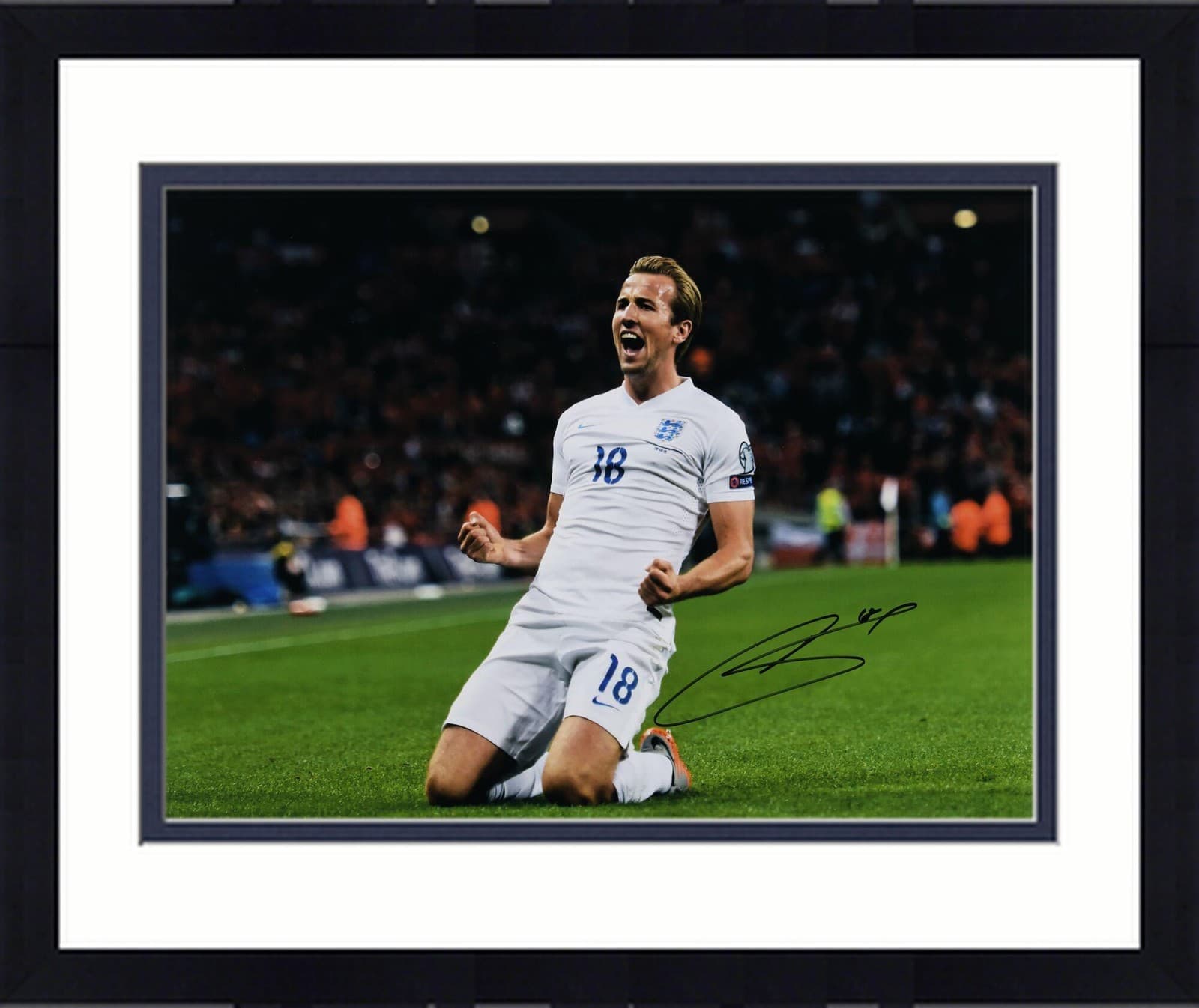 Framed Harry Kane England National Team Signed 16" x 20" Goal Celebration Photo