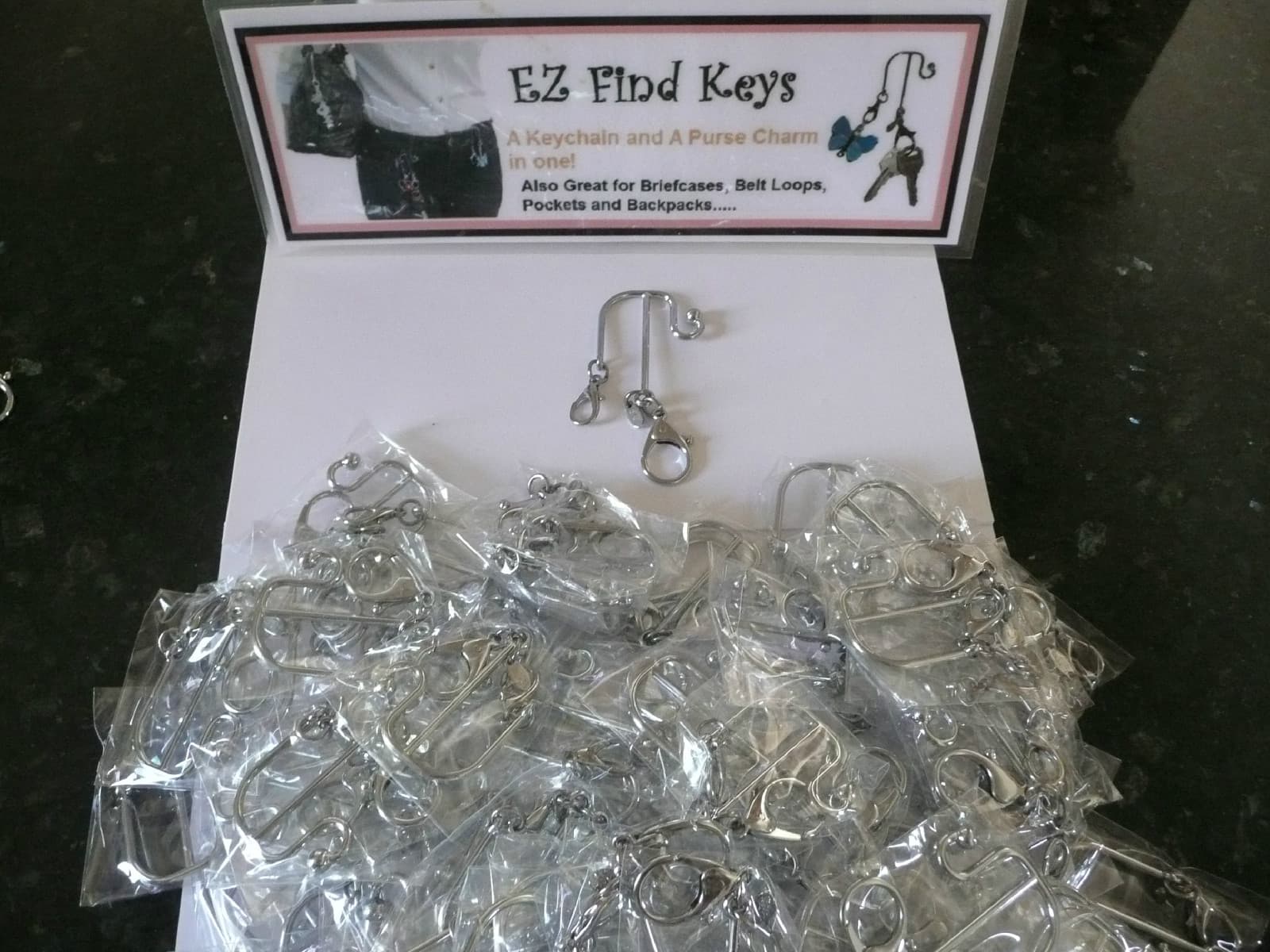 Wholesale Bulk LOT 100 key hook Key Finders Keyring Purse Keychain