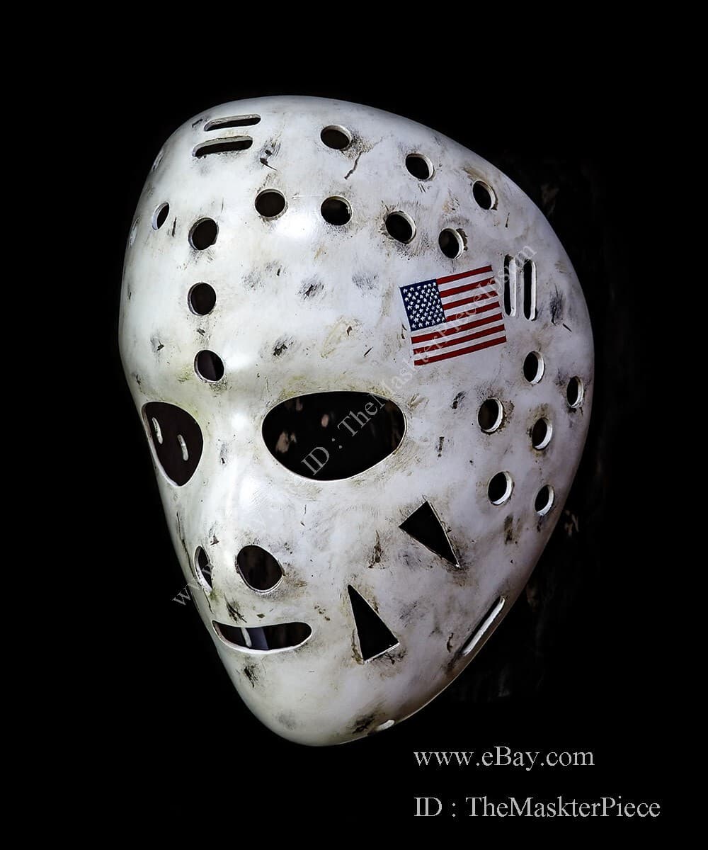 Ice Hockey Mask Goalie Helmet Wearable Home Decor Jim Craig Worn-out G165