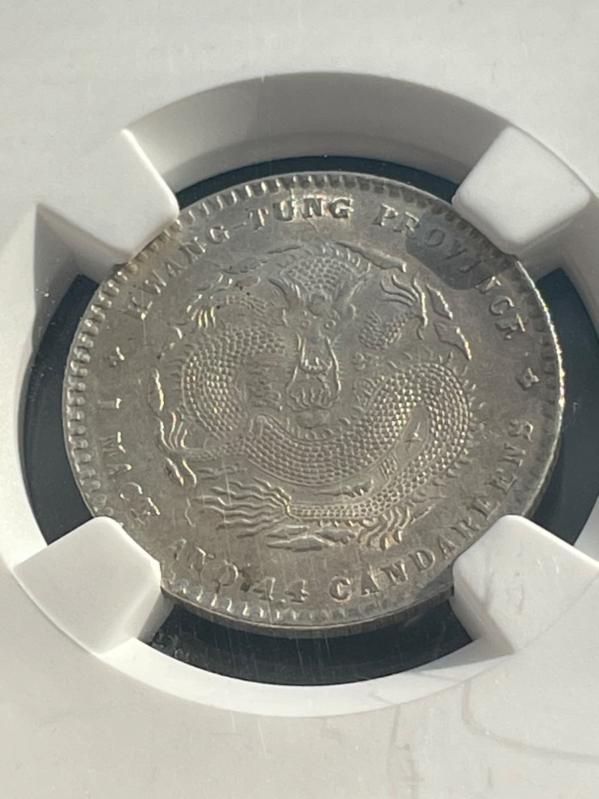 1909-1911 CHINA KWANGTUNG 20 SILVER CENTS COIN L&M-139 NGC certified MS62