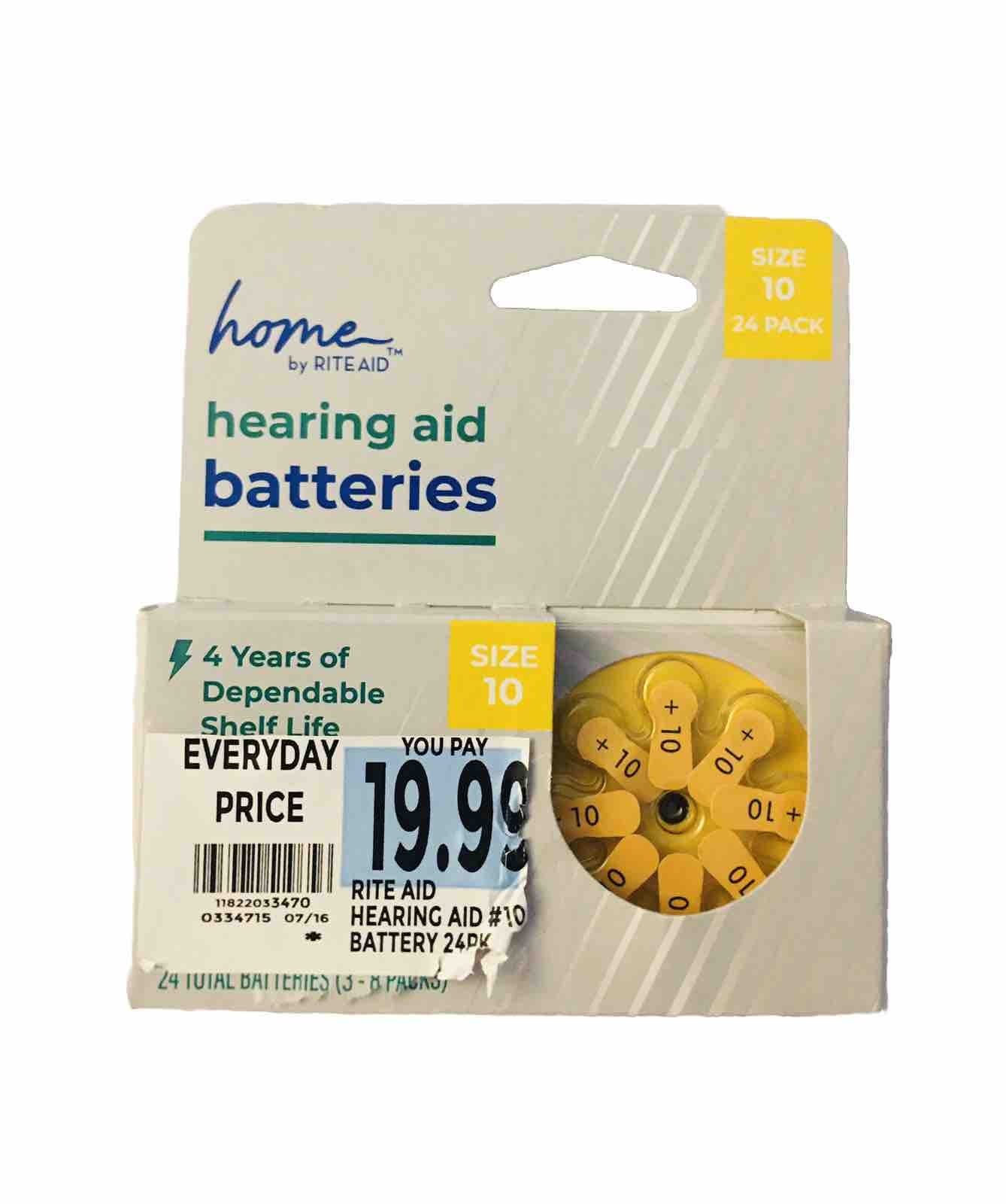 RITE AID Size 10 Hearing Aid Batteries Zinc Air Batteries Exp. March 2027