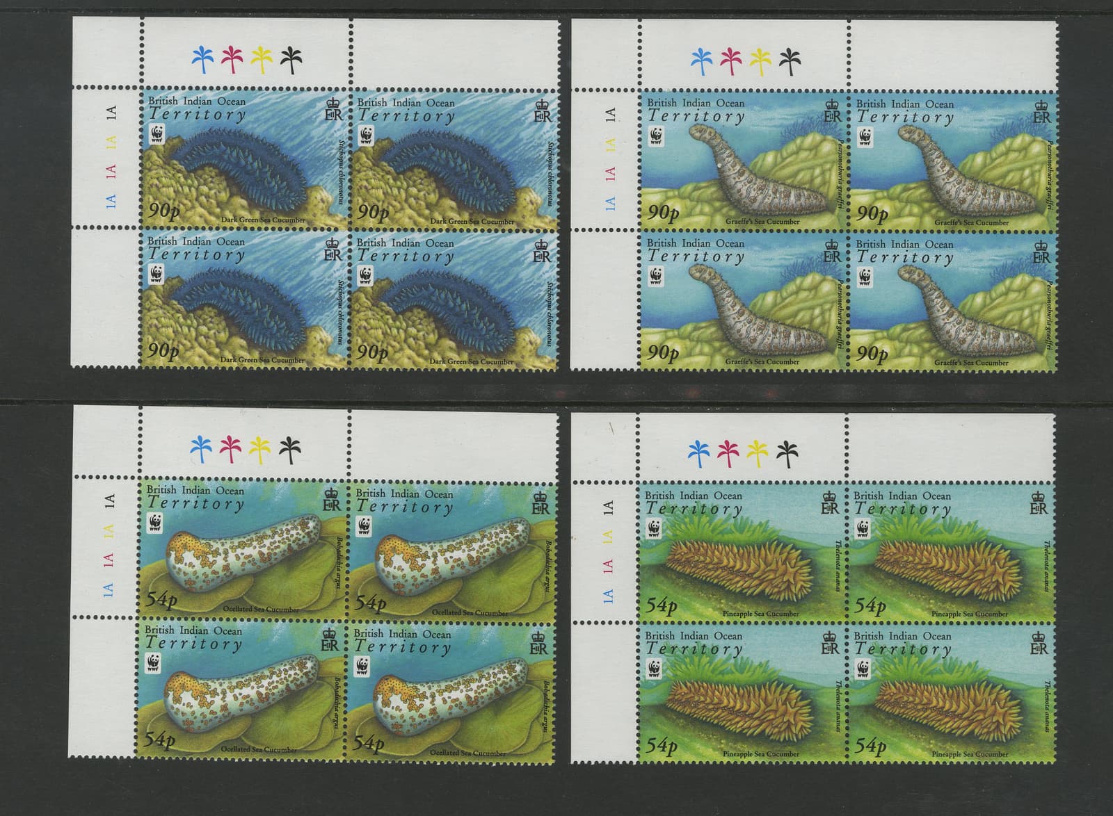 M5902 British Indian Ocean Territory 2008 SG392/5 - Sea Cucumbers PALM TREE