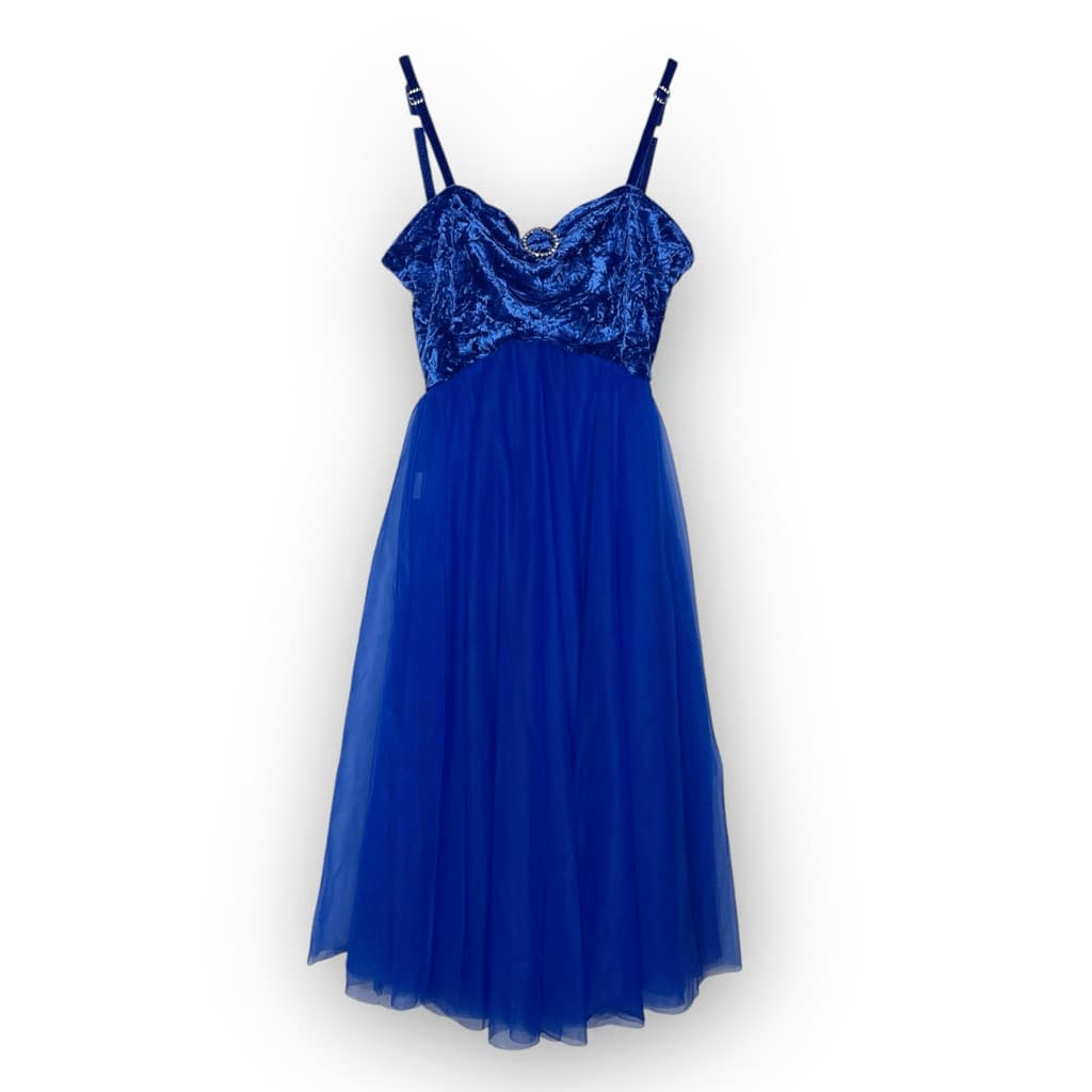 Wolff Fording & Company Lyrical Royal Blue Chiffon & Velvet Dance Dress Petite
