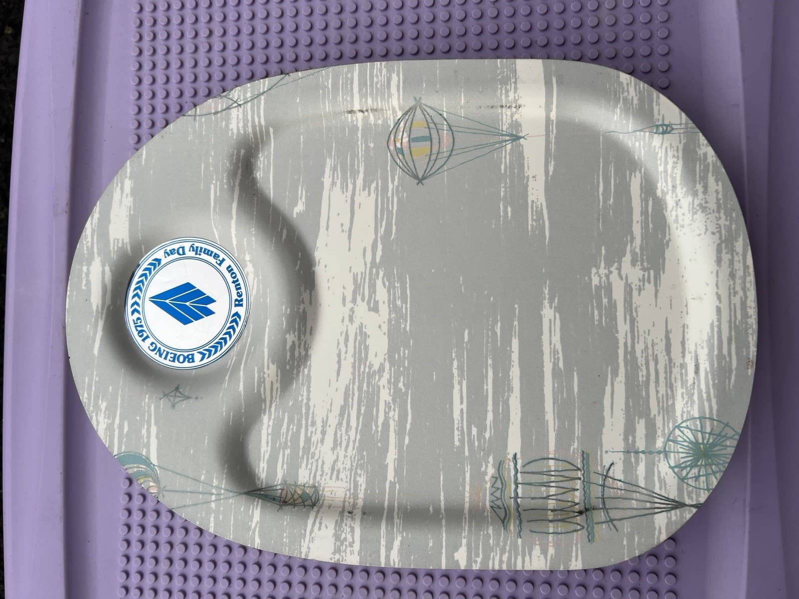 Vintage Boeing Family Day 1975 Metal Tray – Mid-Century Modern Design