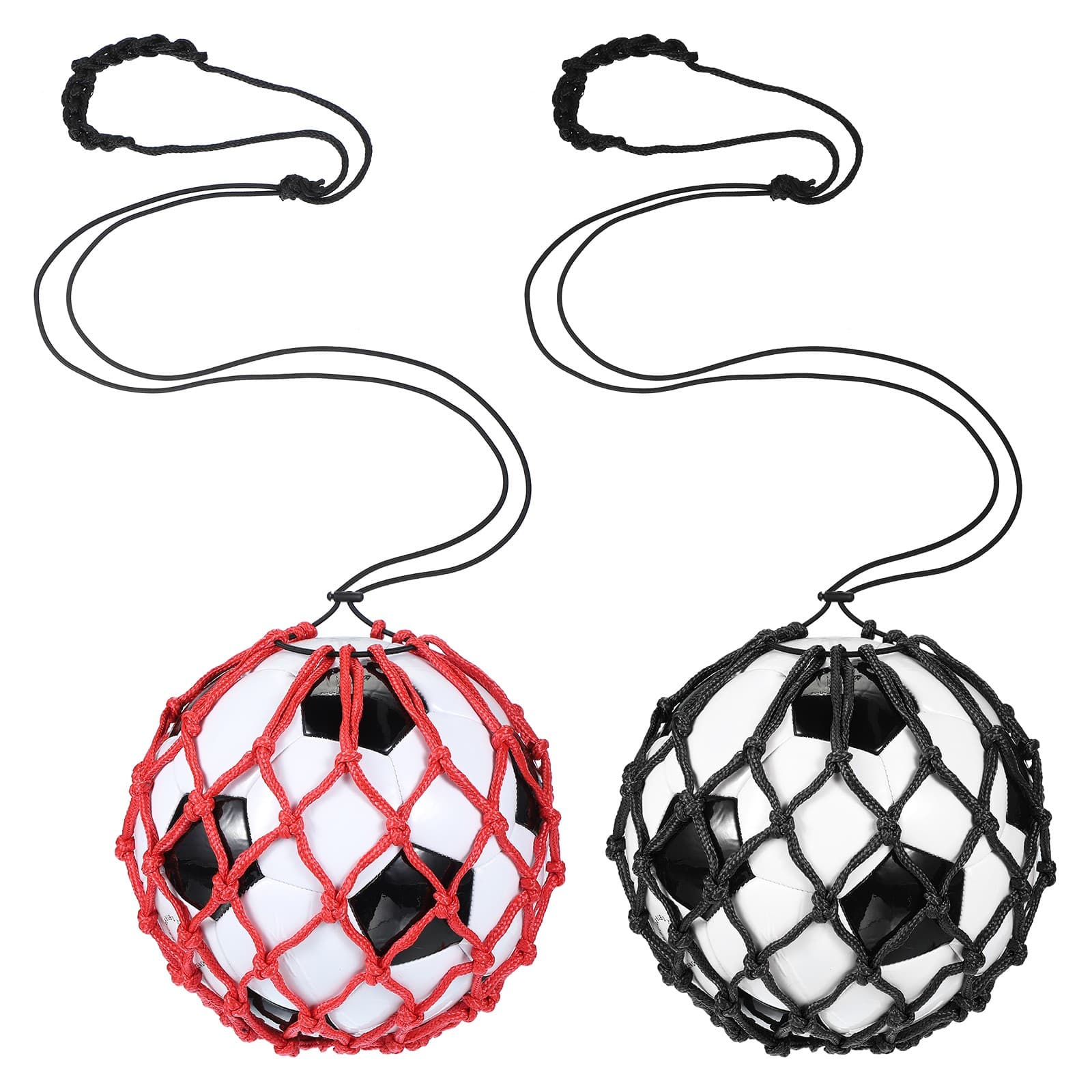Soccer Ball Net, Solo Football Ball Kick Net Practice Training, Black/Red