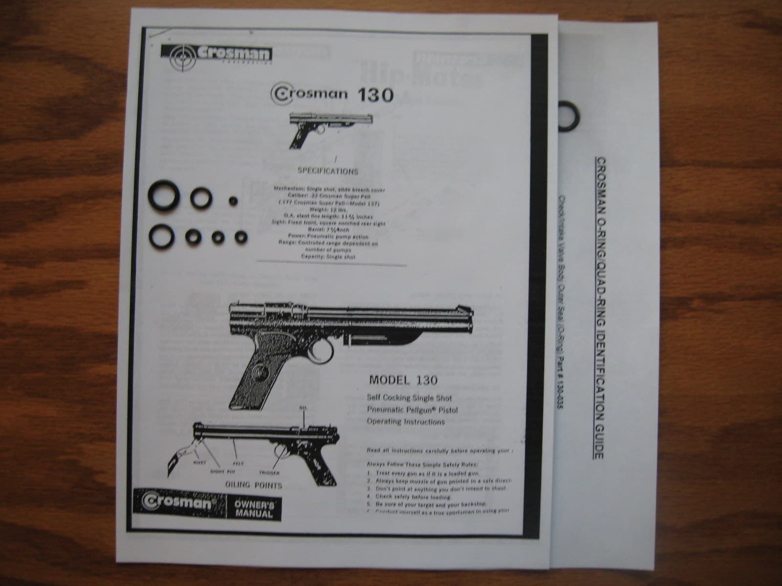 Crosman Crossman 130 137 Pistol Reseal Seal Repair Kit - Owner's Manual & Guide