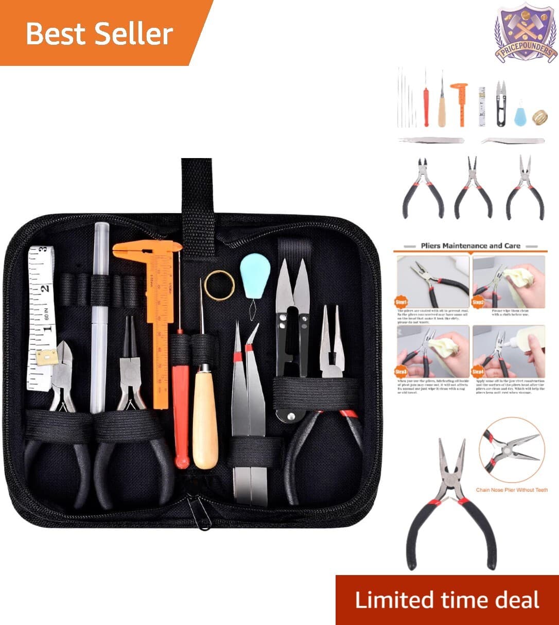 19Pcs Jewelry Making Tools Kit with Zip Case for Crafting and Repair