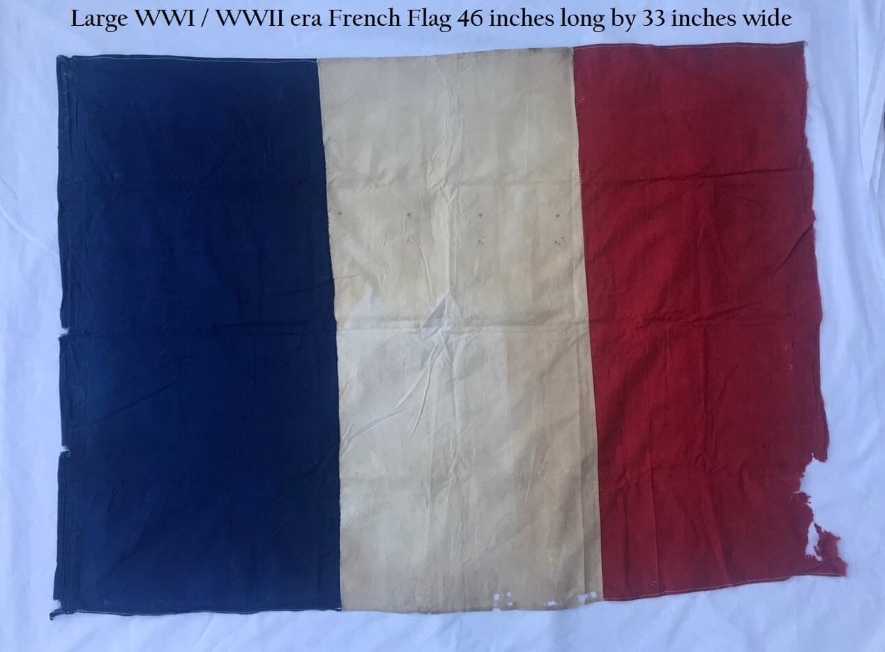Large Antique WW1 WWII War French France Banner Flag 46 inches x 33 inches wide