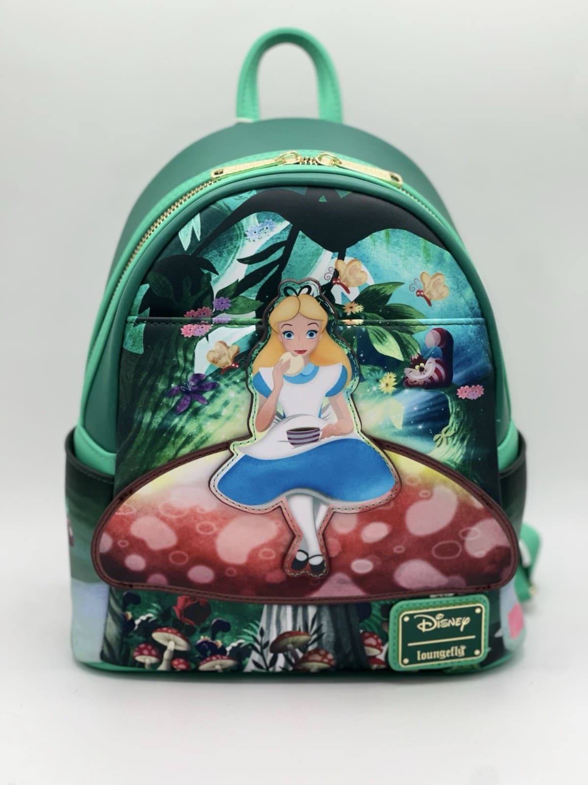 Loungefly Disney Alice in Wonderland on Mushroom Mini Backpack NWT