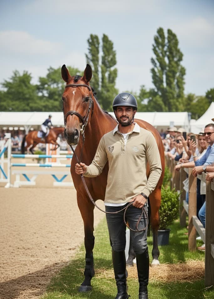 Jaipur Polo Company Long Sleeve Equestrian Show Pullover Shirt Men's Size M