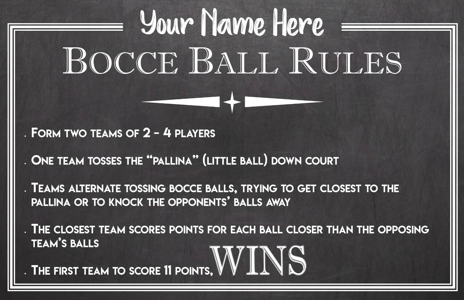 LAMINATED PERSONALIZED BOCCE RULES SIGN POSTER WEDDINGS & EVENTS BACKYARD GAMES