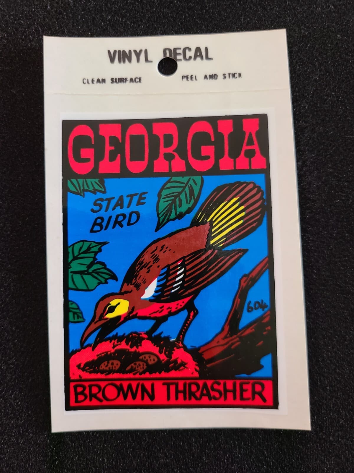 Georgia State Bird Brown Thrasher Vintage Travel Souvenir Decal Window Sticker