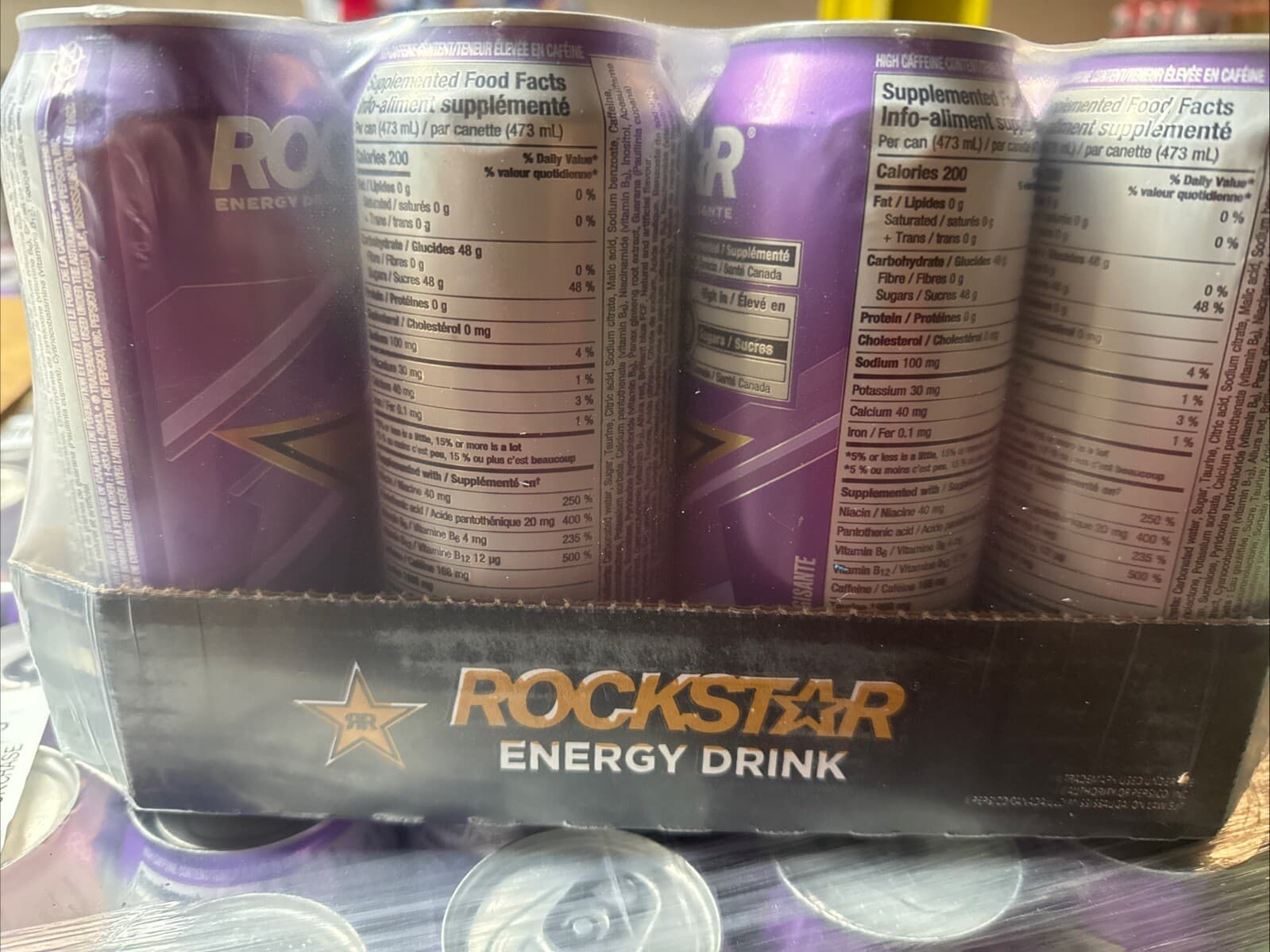 Rockstar Revolt Grape Energy Drink 16oz Each 12 Cans