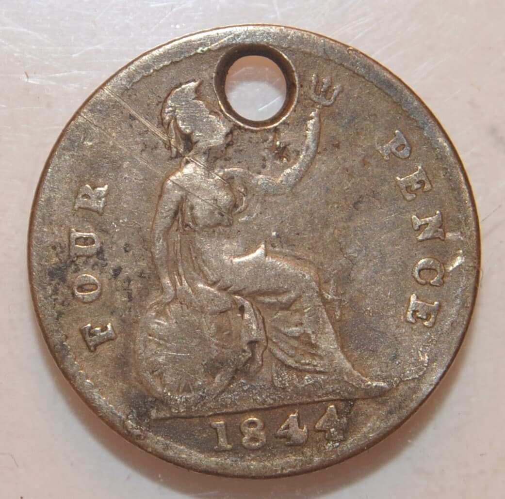 1844 4 Pence England Silver