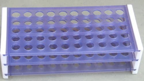 Plastic test tube rack 50 tubes diameter 16 mm 5/8" New