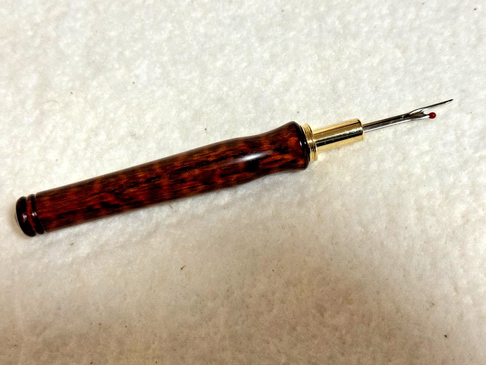 Hand carved Exotic hard to find SNAKEWOOD seam ripper sewing tool 24K Gld finish
