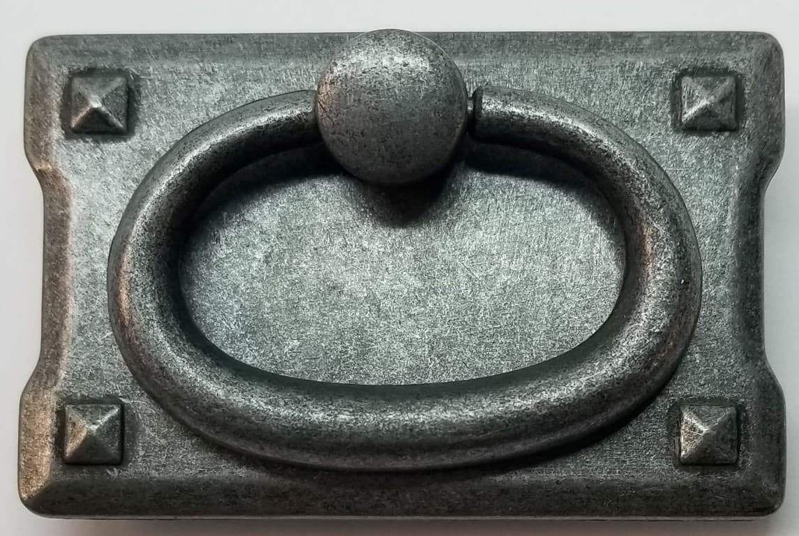 Pewter Silver Single Horizontal Mission Style Drawer Pull zinc antique patina