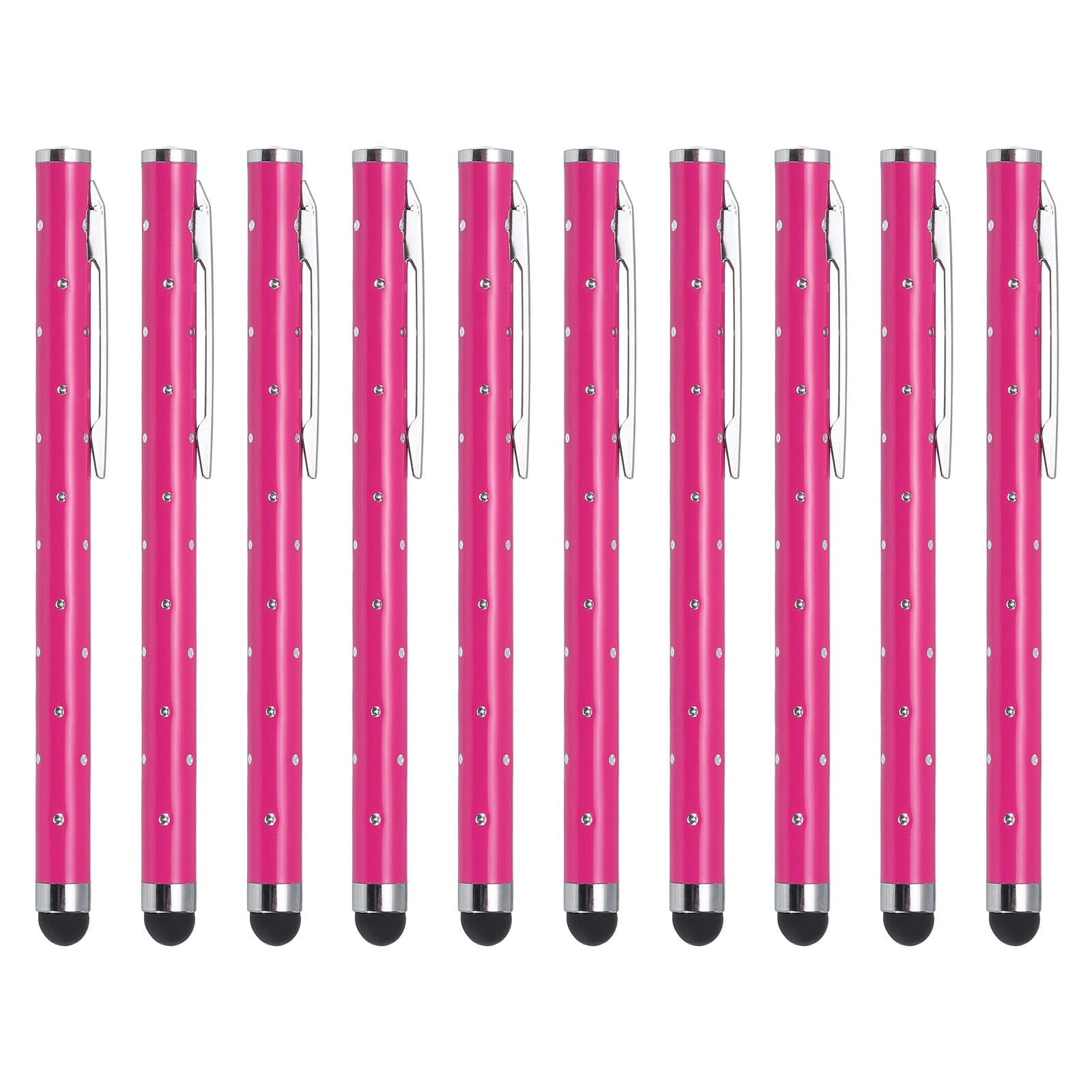 10pcs Glitter Stylus Pens for Touch Screens Metal Capacitive Pen, Rose Red