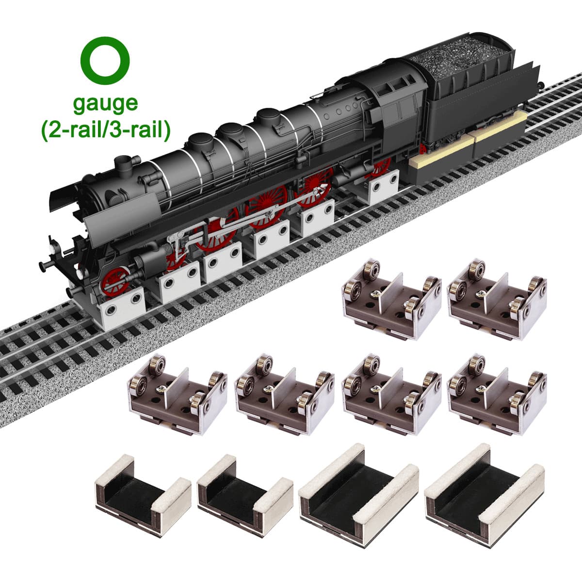NEW! 6 PACK OF O GAUGE ROLLERS (2-RAIL/3-RAIL) W/WHEEL CLEANING (RR-O3-06)