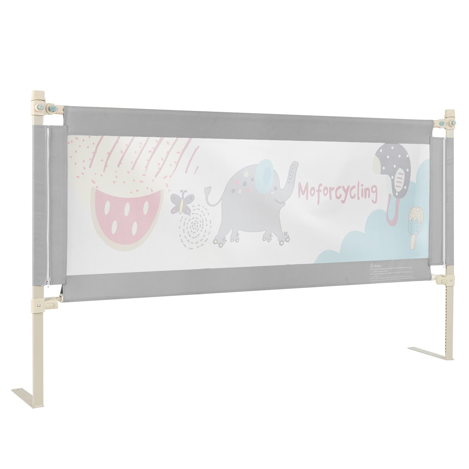 77" Bed Rails for Toddlers Vertical Lifting Baby Bedrail Guard with Lock Grey