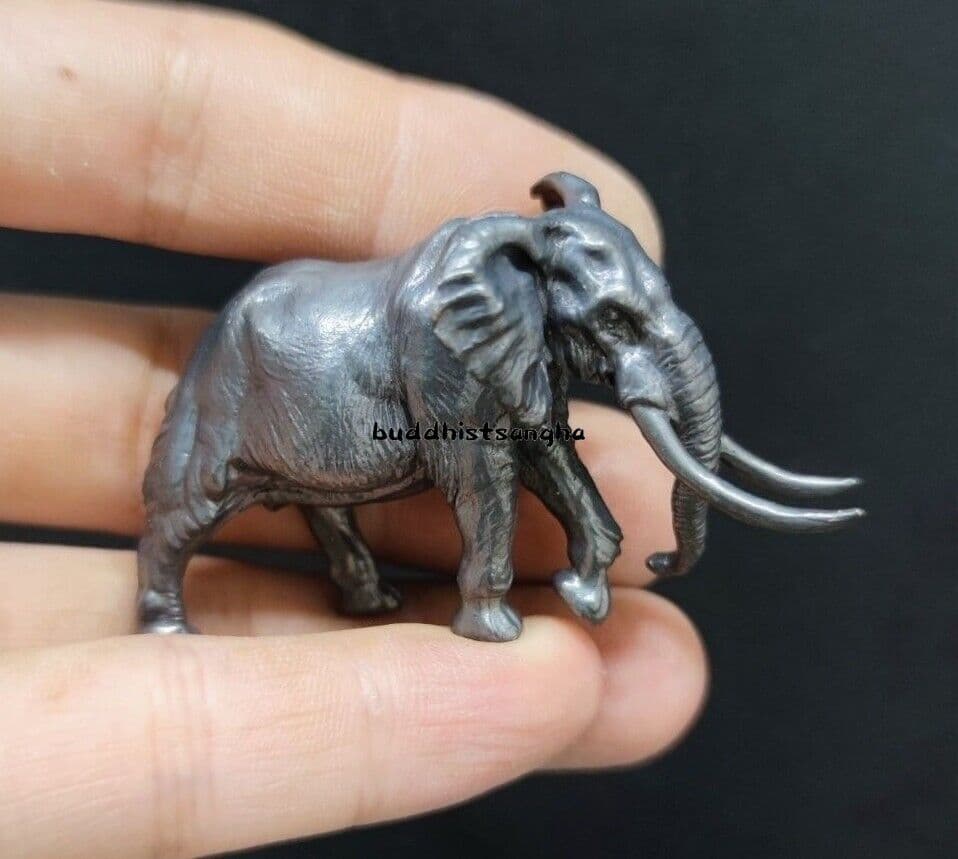 Black Brass Mammoth Statue Elephant Animal Figure Display Decor