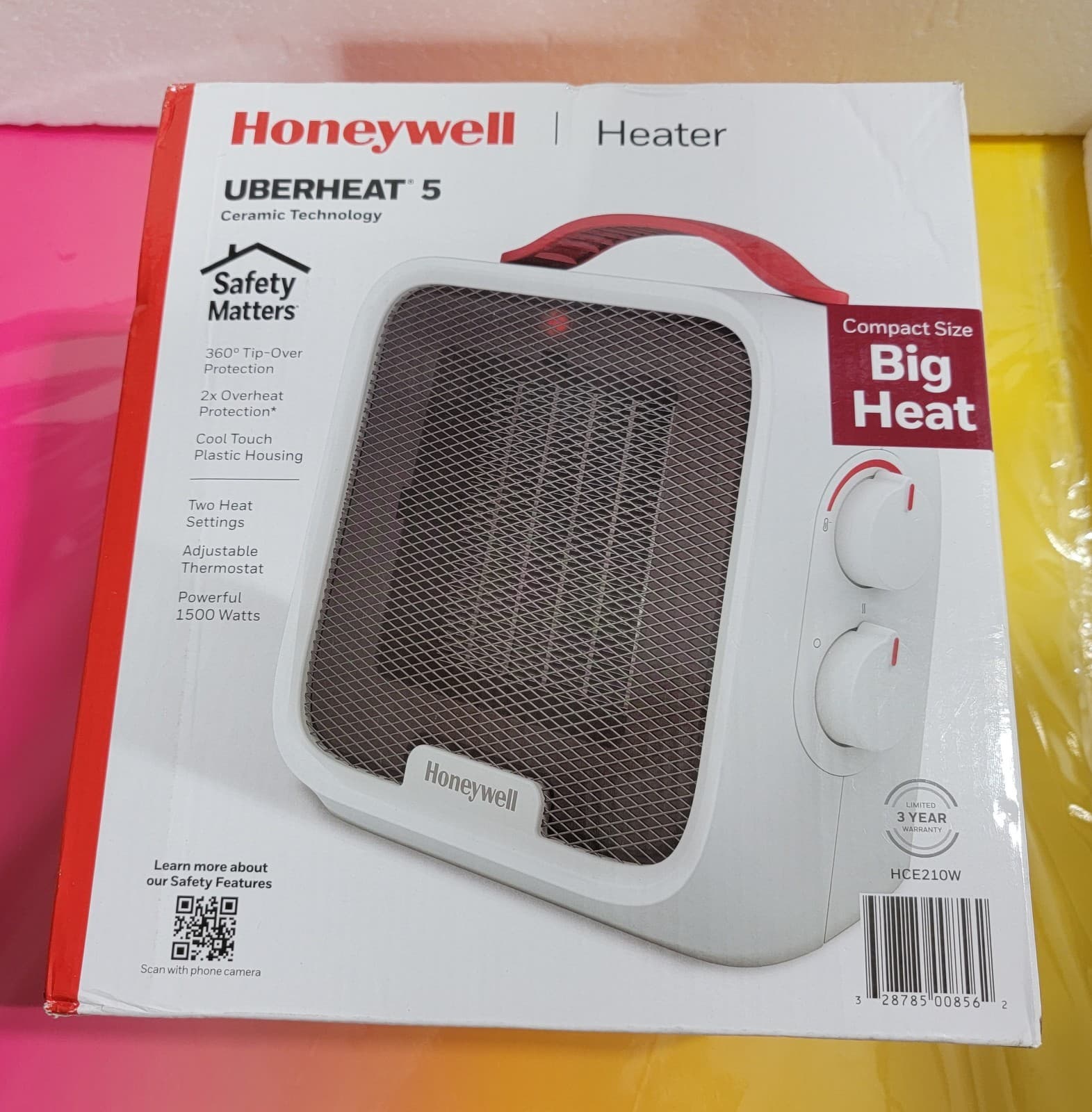 Honeywell UberHeat 5 Ceramic Space Heater, Small Room Portable Heater, White