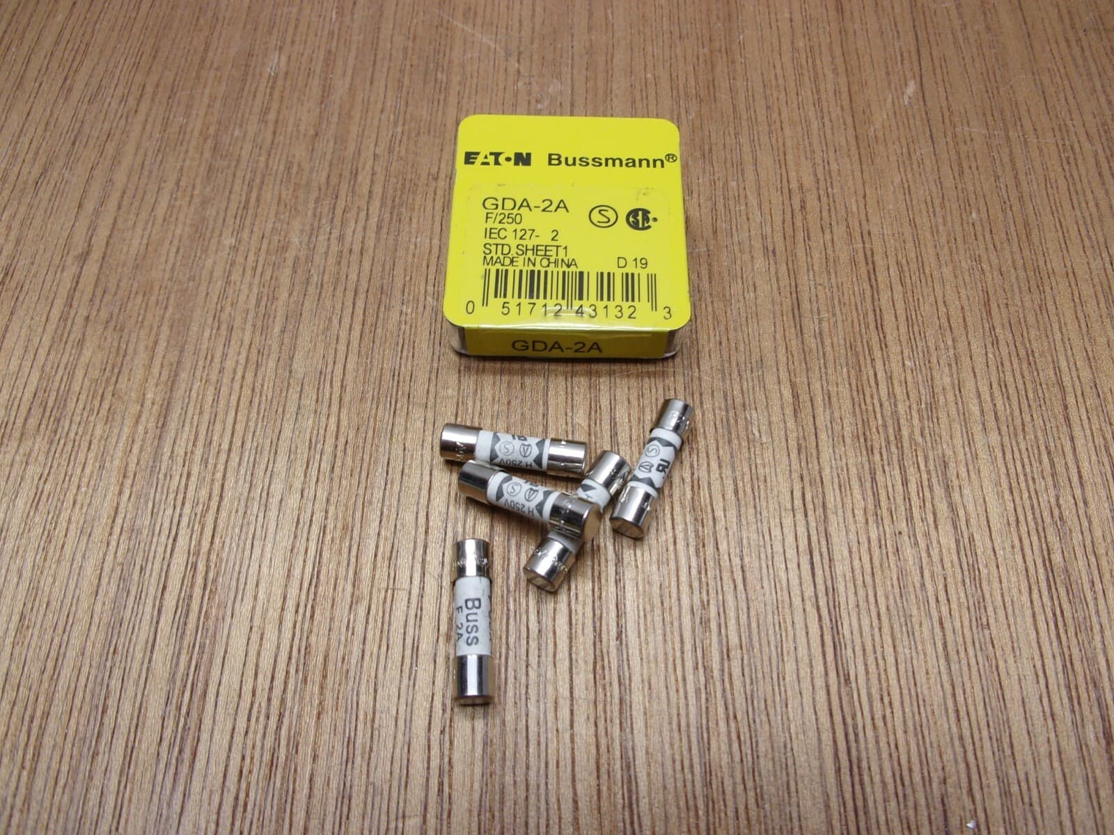 (Qty.5) Eaton Bussmann GDA-2A Cylindrical Fast Acting Ceramic Fuse 250VAC