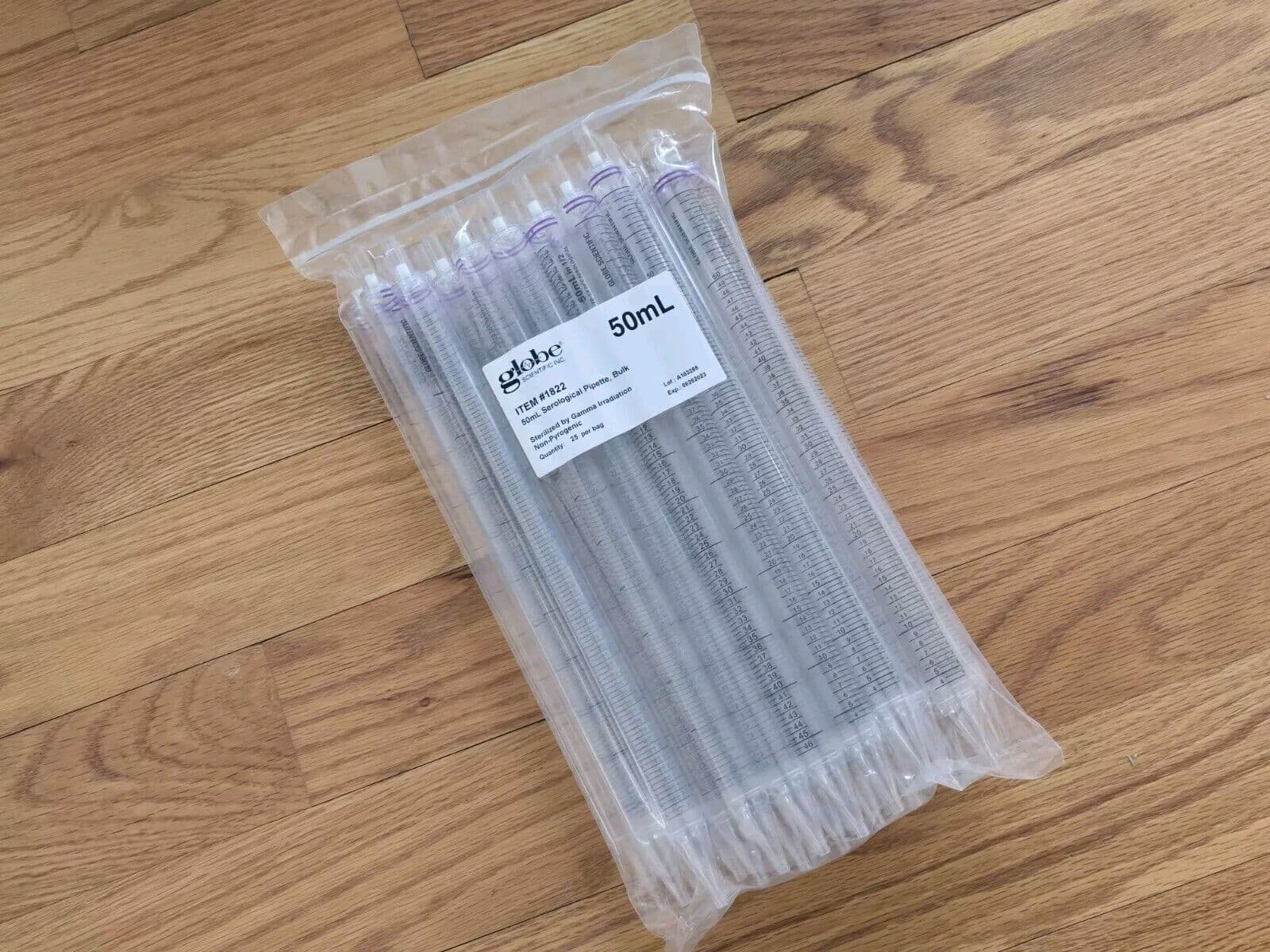 Serological Pipette 50ml Pipet Sealed Bag Of 25 Globe Scientific | 25x Sterile