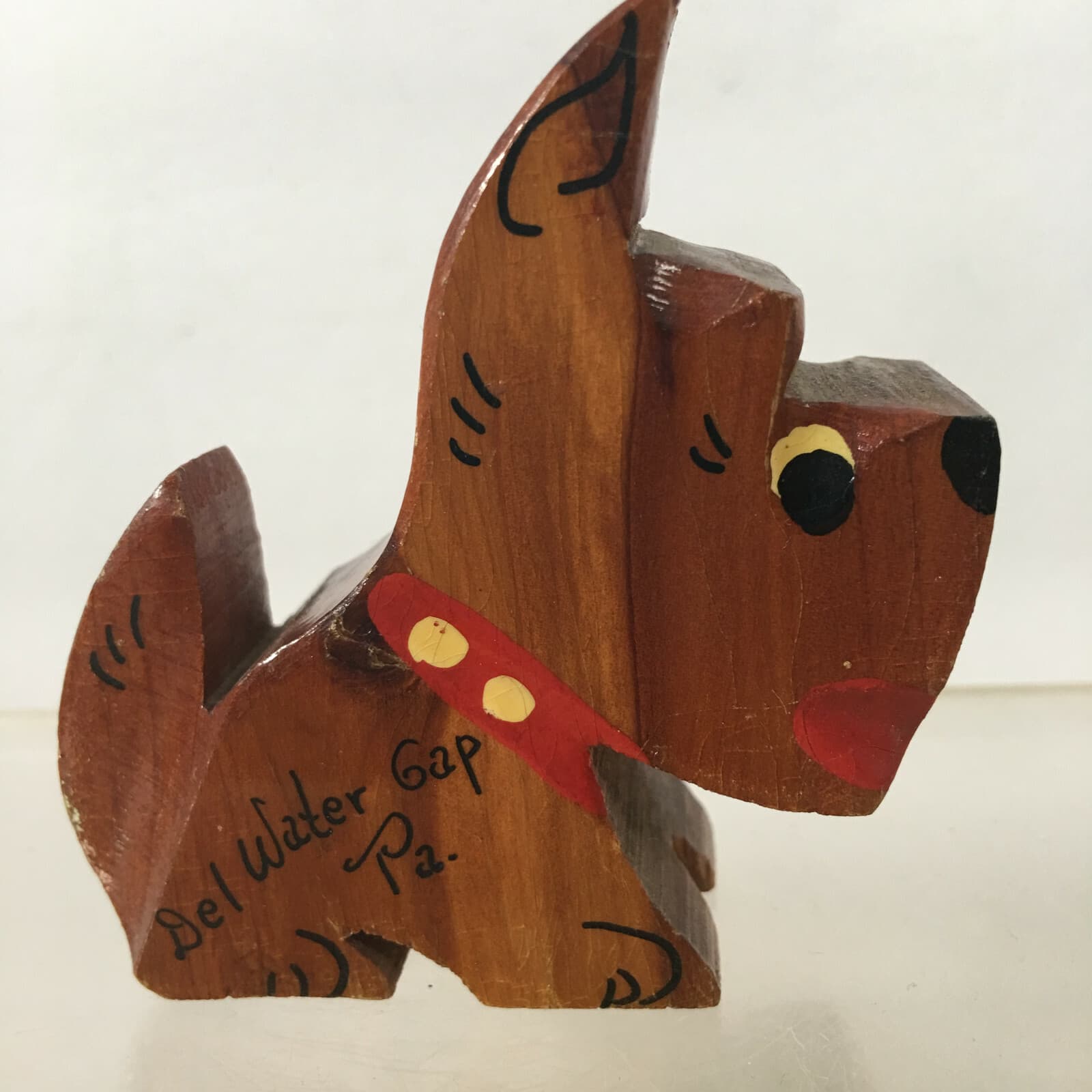 Vtg Wood Scottish Terrier Scottie Dog Souvenir Delaware Water Gap Pennsylvania