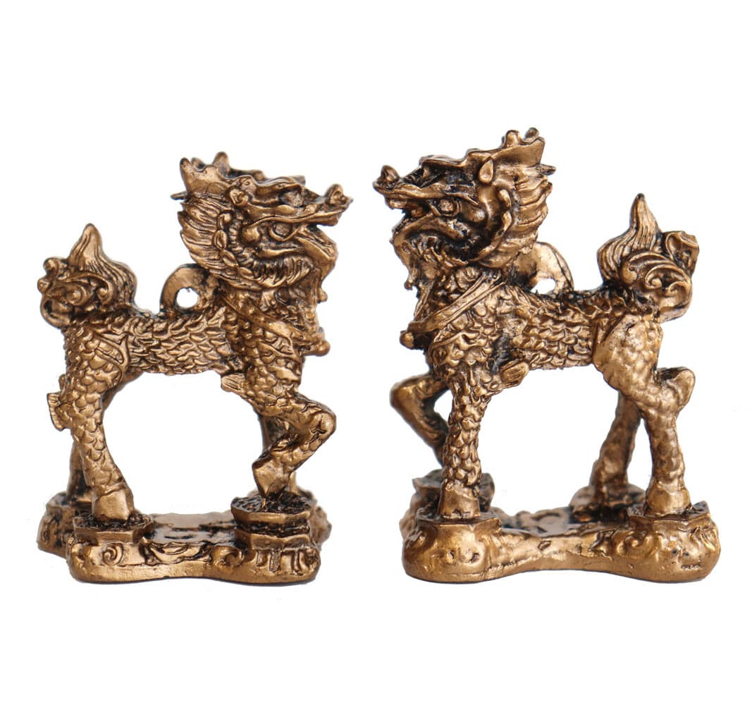 Pair of Feng Shui Chi Lin QiLin Kei Loons Dragon Horse Heaven Creature