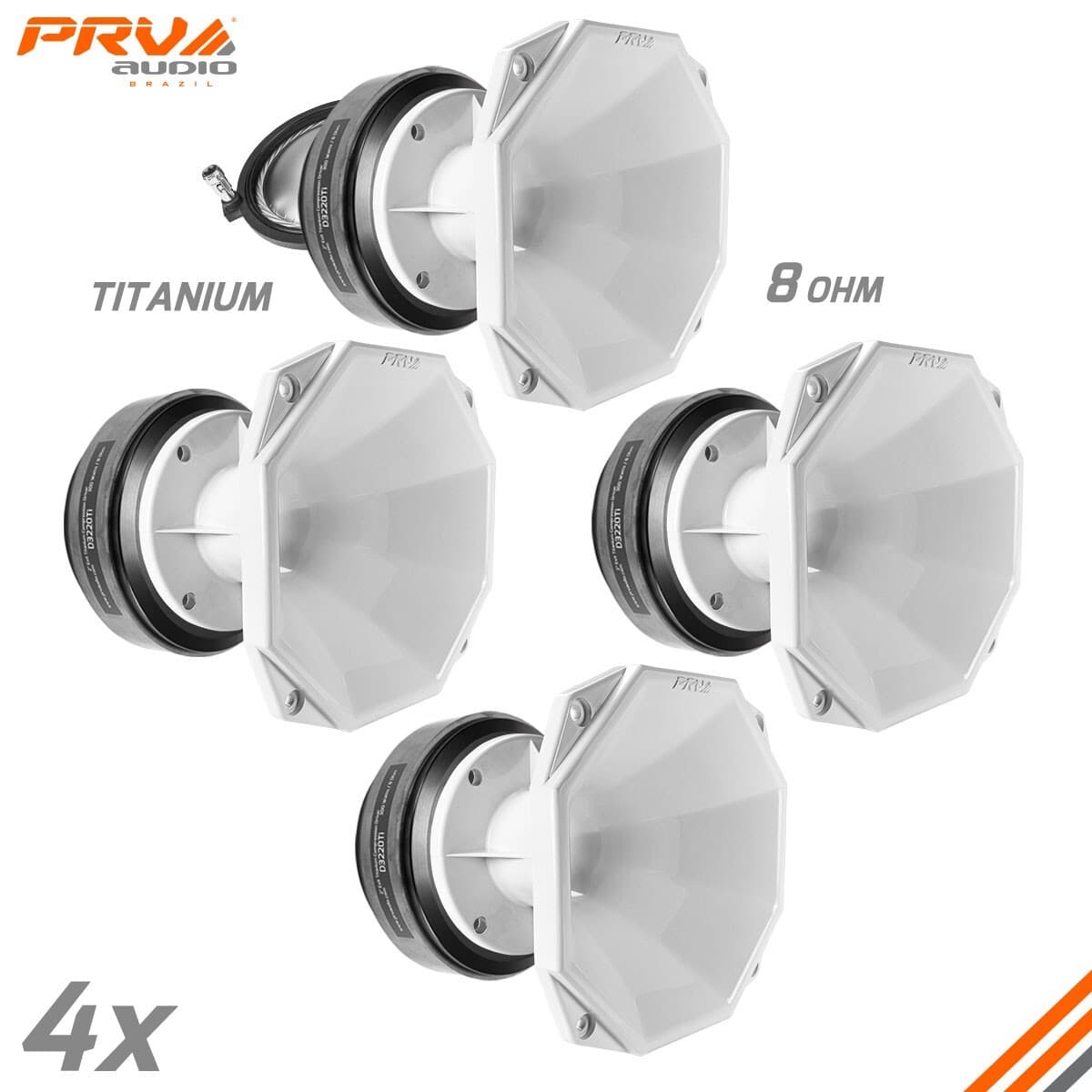 4x PRV D3220Ti Titanium Compression 2" Driver 8 Ohm 1200W + 4x WGP14-50X White