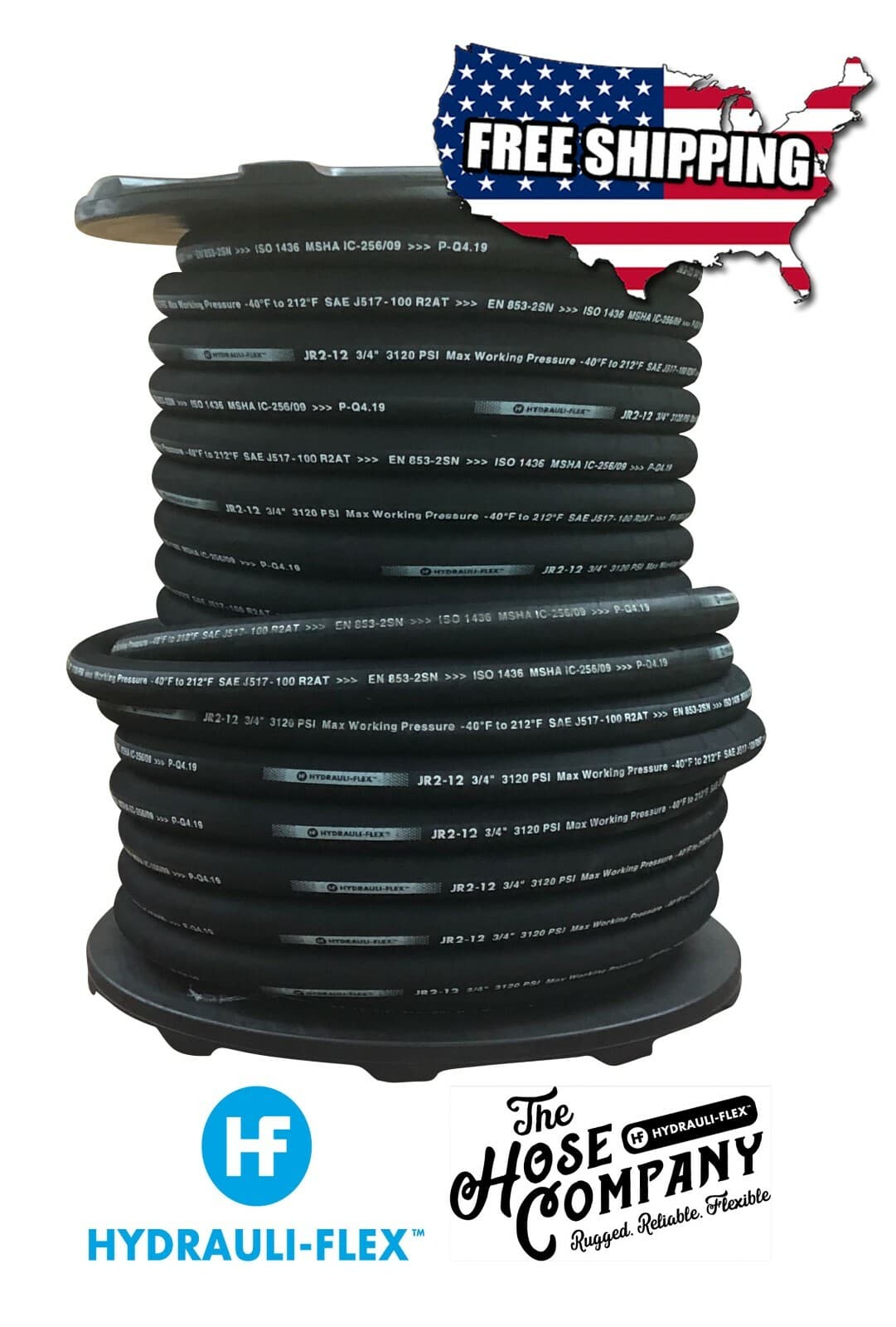 ** NEW 50ft JR2-12 100R2AT 3/4" SN 2 WIRE HYDRAULIC HOSE FREE SHIPPING **