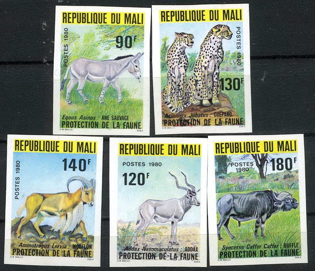 Mali 1980 Protection of Fauna Imperf MNH (SC# 358-362)