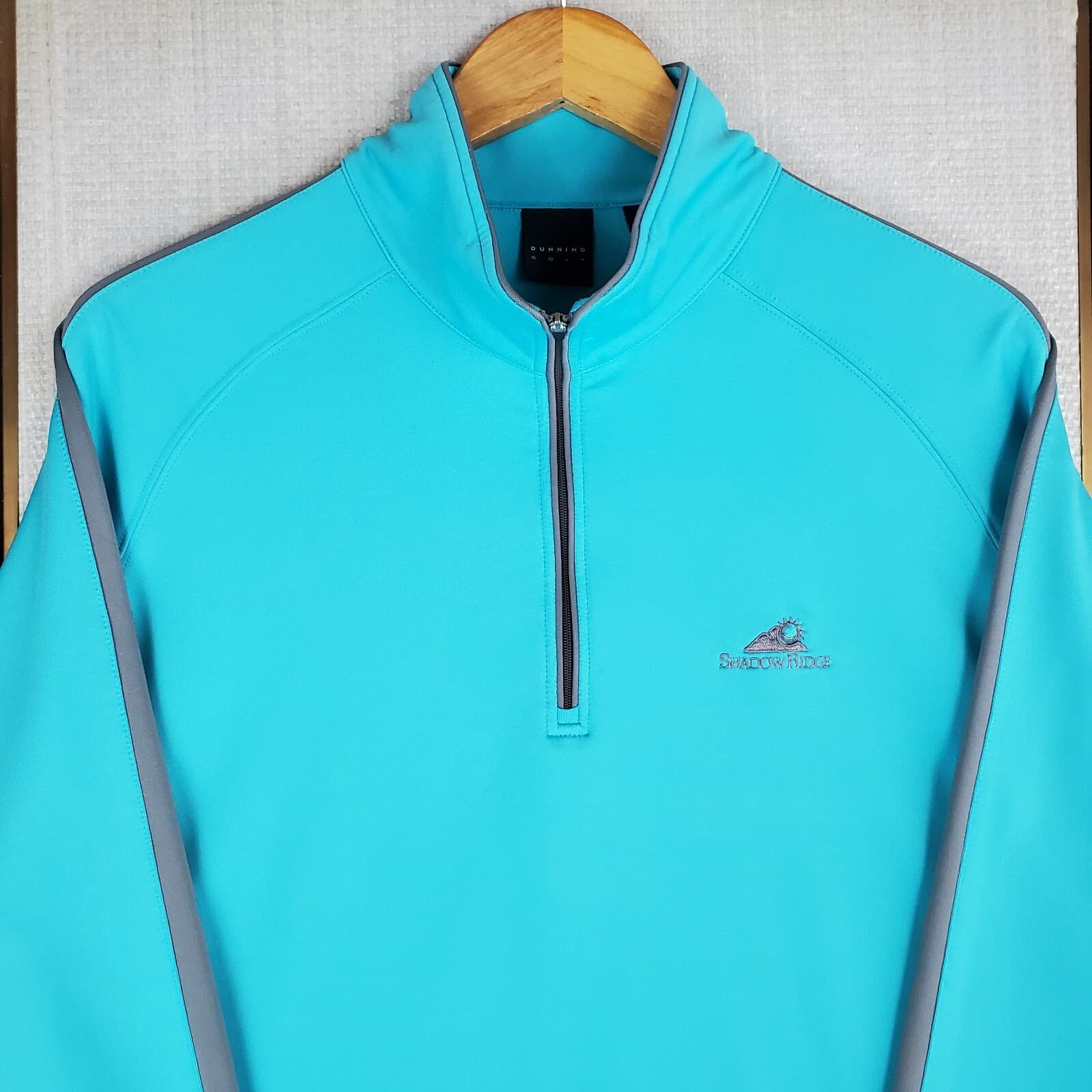 DUNNING x SHADOW RIDGE Size Large Turquoise 1/4 Zip Performance Pullover Golf
