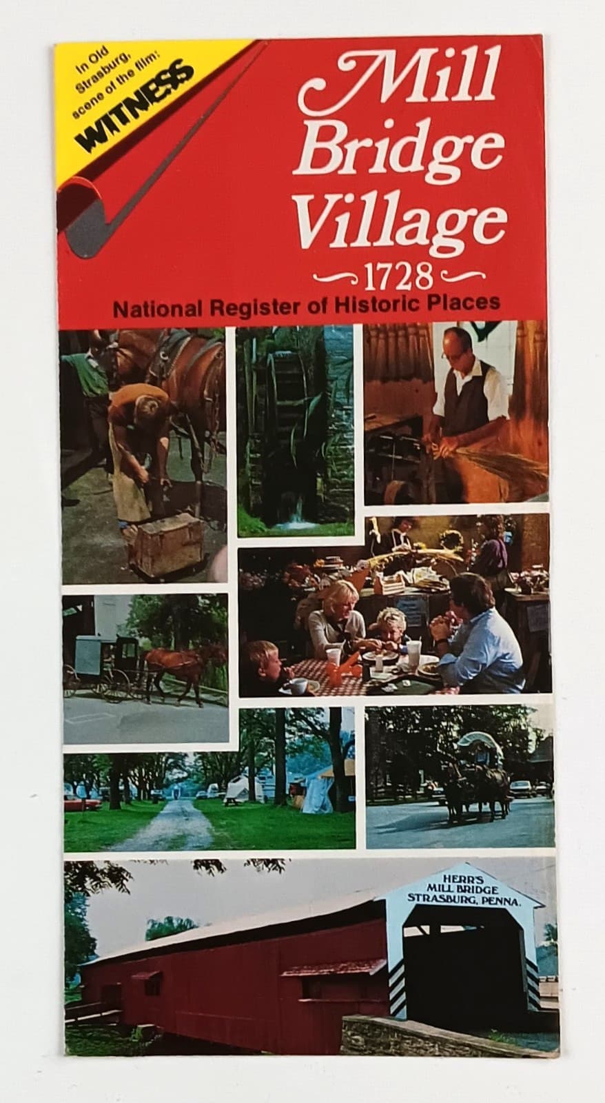 1985 Strasburg PA Mill Bridge Village 1728 & Campground VTG Travel Brochure